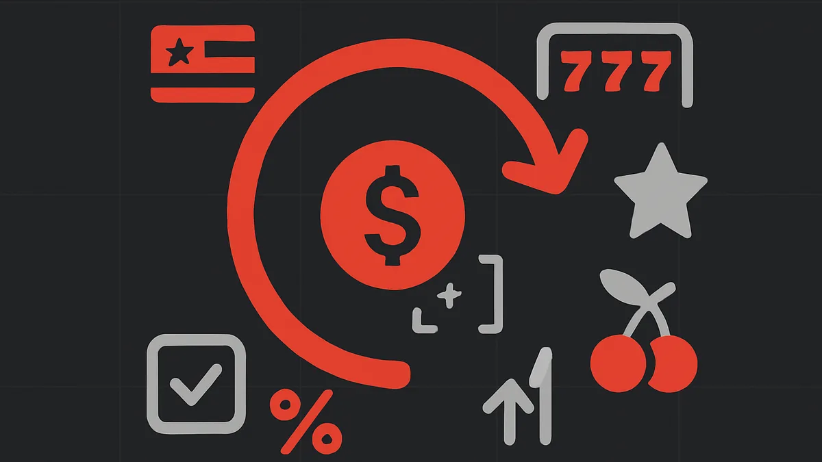 Illustration of free spins winnings converting to capped withdrawable cash